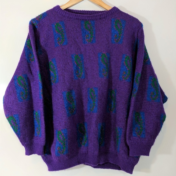Sisley Sweaters - Sisley Purple Oversized Crewneck Sweater